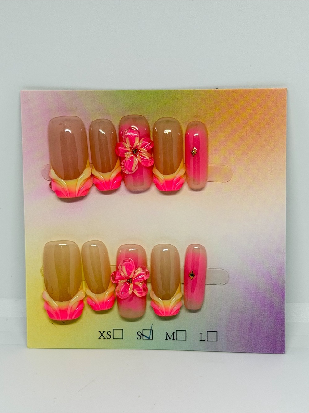 Floral Pink Ombre Press-On Nail Set